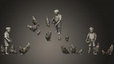 Figurines of people boy and chicken 3d model